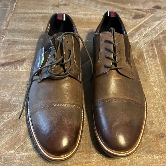 ben sherman dress shoes Black Polished Wingtip Formal Sherman Premium Dress Shoe-Mens US 11